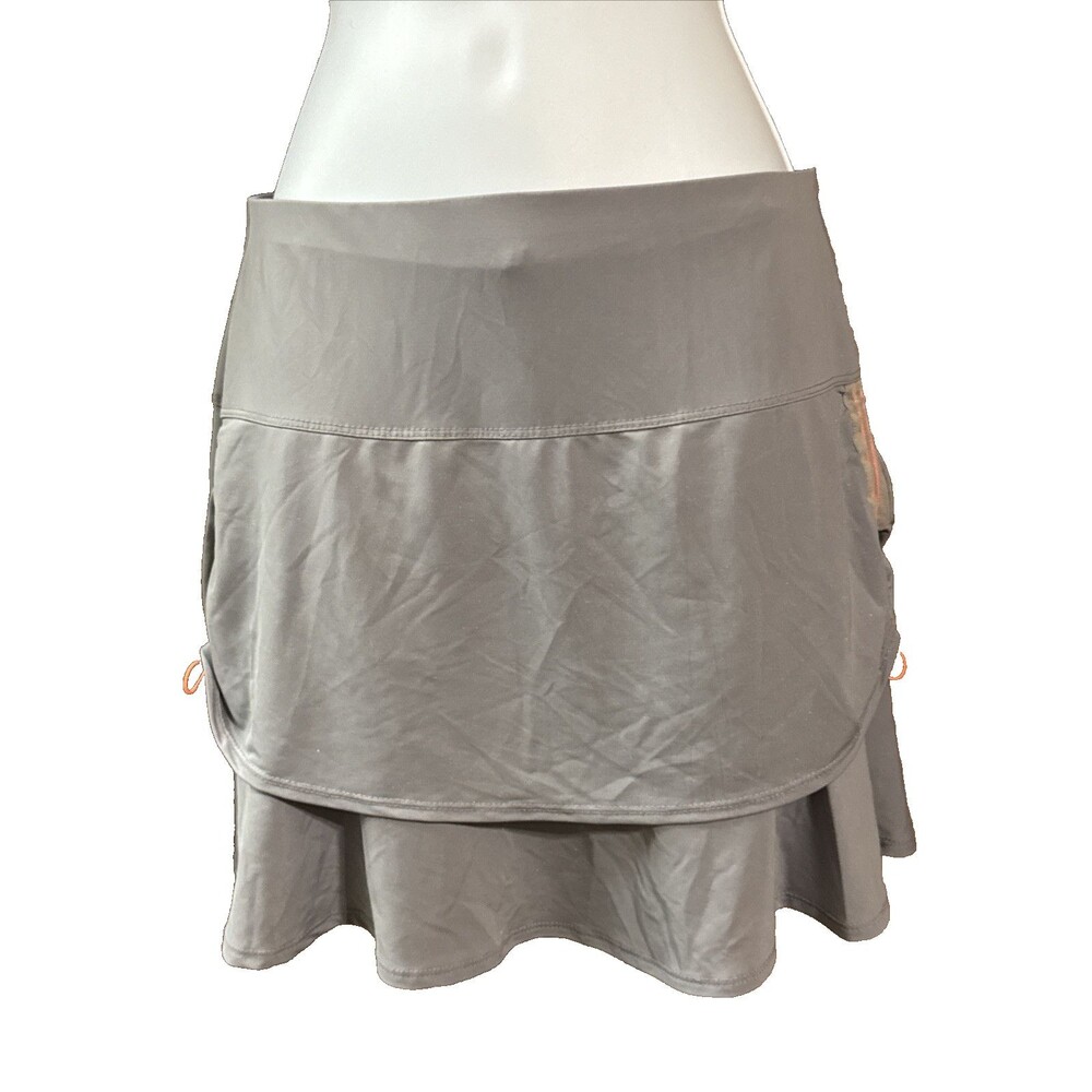 Lucky in Love Instinct Spark Tennis Skirt Skort Size Large 12 Gray Orange Bungee